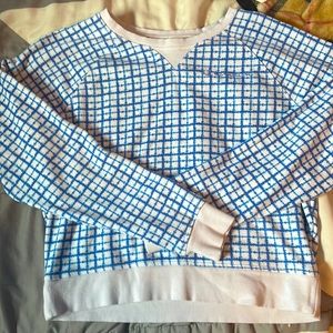 Blue and white champion mid-length crew neck size Medium